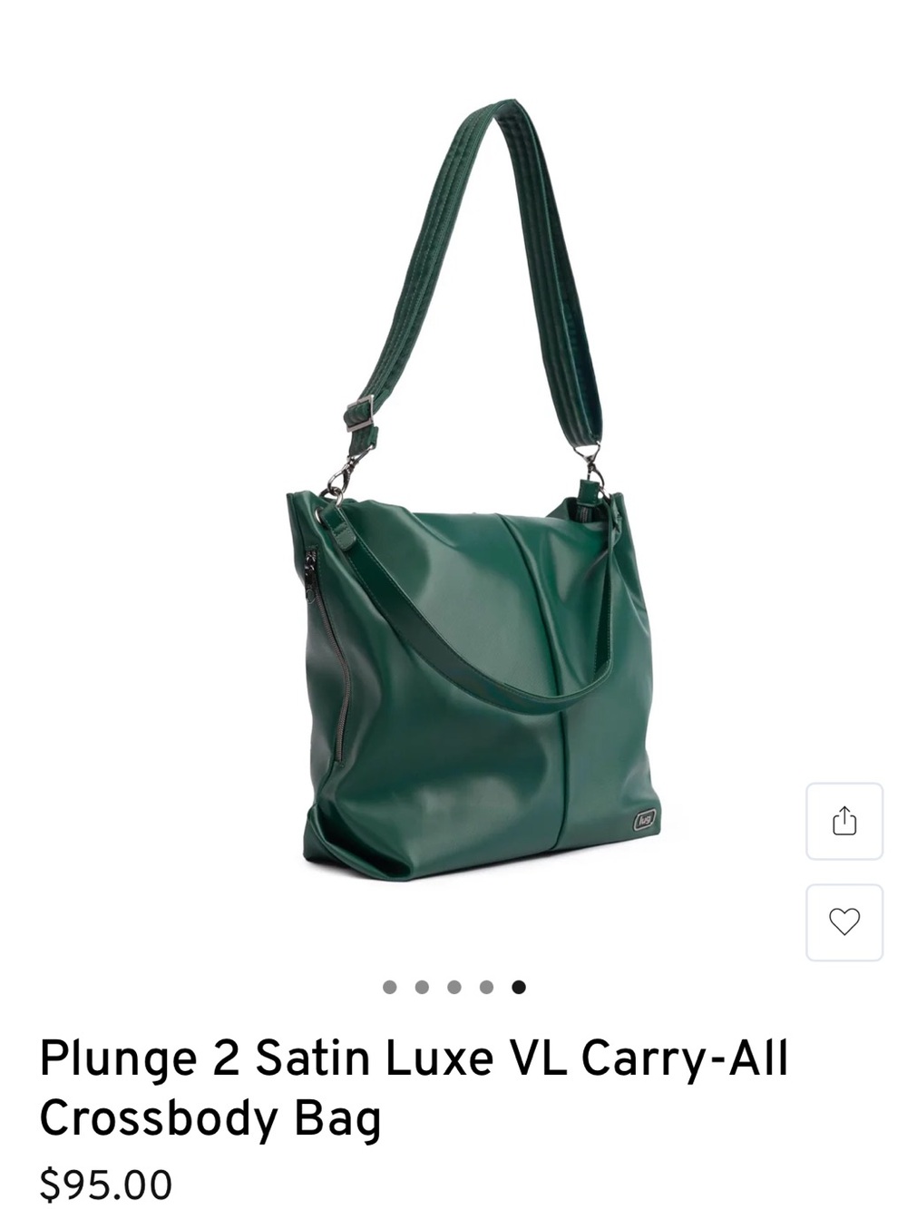 Lug Plunge Wickedly Green Satin Luxe Vegan Leather Tote Bag. NWT - Picture 2 of 5